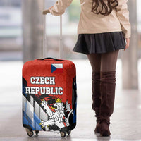 Czech Republic Luggage Cover with Red Black Blue Brushstroke Design and National Lion - Wonder Print Shop