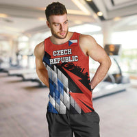 Czech Republic Men Tank Top with Red Black Blue Brushstroke Design and National Lion - Wonder Print Shop