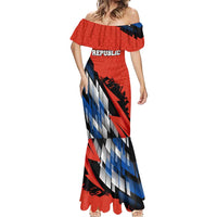 Czech Republic Mermaid Dress with Red Black Blue Brushstroke Design and National Lion - Wonder Print Shop