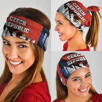 Czech Republic Neck Gaiter with Red Black Blue Brushstroke Design and National Lion TS04