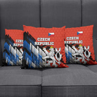 Czech Republic Pillow Cover with Red Black Blue Brushstroke Design and National Lion - Wonder Print Shop