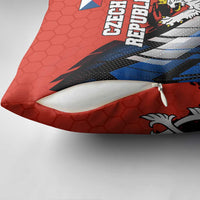 Czech Republic Pillow Cover with Red Black Blue Brushstroke Design and National Lion - Wonder Print Shop