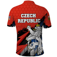 Czech Republic Polo Shirt with Red Black Blue Brushstroke Design and National Lion - Wonder Print Shop