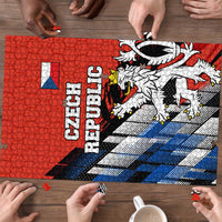 Czech Republic Puzzle with Red Black Blue Brushstroke Design and National Lion - Wonder Print Shop