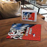 Czech Republic Puzzle with Red Black Blue Brushstroke Design and National Lion - Wonder Print Shop