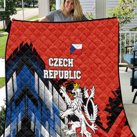 Czech Republic Quilt with Red Black Blue Brushstroke Design and National Lion - Wonder Print Shop