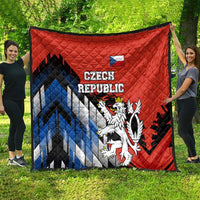 Czech Republic Quilt with Red Black Blue Brushstroke Design and National Lion - Wonder Print Shop