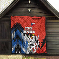 Czech Republic Quilt with Red Black Blue Brushstroke Design and National Lion - Wonder Print Shop