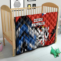 Czech Republic Quilt with Red Black Blue Brushstroke Design and National Lion - Wonder Print Shop