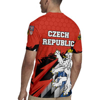 Czech Republic Rugby Jersey with Red Black Blue Brushstroke Design and National Lion - Wonder Print Shop