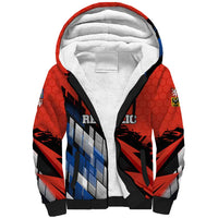 Czech Republic Sherpa Hoodie with Red Black Blue Brushstroke Design and National Lion - Wonder Print Shop