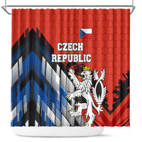 Czech Republic Shower Curtain with Red Black Blue Brushstroke Design and National Lion - Wonder Print Shop