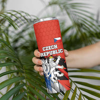 Czech Republic Skinny Tumbler with Red Black Blue Brushstroke Design and National Lion - Wonder Print Shop