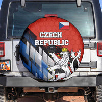 Czech Republic Spare Tire Cover with Red Black Blue Brushstroke Design and National Lion - Wonder Print Shop