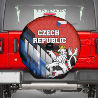 Czech Republic Spare Tire Cover with Red Black Blue Brushstroke Design and National Lion - Wonder Print Shop