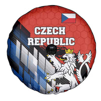Czech Republic Spare Tire Cover with Red Black Blue Brushstroke Design and National Lion - Wonder Print Shop