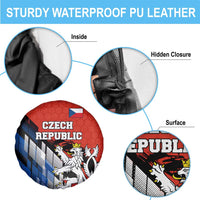 Czech Republic Spare Tire Cover with Red Black Blue Brushstroke Design and National Lion - Wonder Print Shop