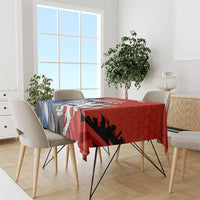 Czech Republic Tablecloth with Red Black Blue Brushstroke Design and National Lion - Wonder Print Shop