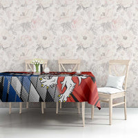 Czech Republic Tablecloth with Red Black Blue Brushstroke Design and National Lion - Wonder Print Shop