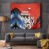 Czech Republic Tapestry with Red Black Blue Brushstroke Design and National Lion - Wonder Print Shop