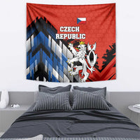 Czech Republic Tapestry with Red Black Blue Brushstroke Design and National Lion - Wonder Print Shop