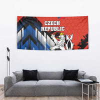 Czech Republic Tapestry with Red Black Blue Brushstroke Design and National Lion - Wonder Print Shop