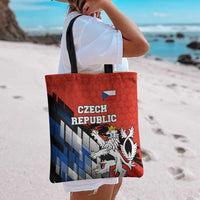 Czech Republic Tote Bag with Red Black Blue Brushstroke Design and National Lion - Wonder Print Shop