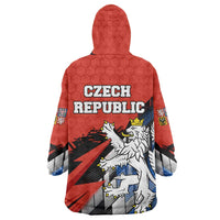 Czech Republic Wearable Blanket Hoodie with Red Black Blue Brushstroke Design and National Lion - Wonder Print Shop