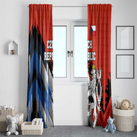Czech Republic Window Curtain with Red Black Blue Brushstroke Design and National Lion - Wonder Print Shop