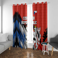 Czech Republic Window Curtain with Red Black Blue Brushstroke Design and National Lion - Wonder Print Shop