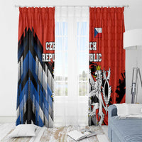 Czech Republic Window Curtain with Red Black Blue Brushstroke Design and National Lion - Wonder Print Shop