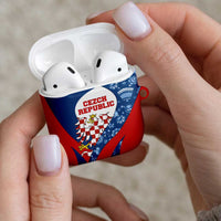 Czech Republic AirPods Case with Blue Red Folk Pattern Design and National Lion Emblem - Wonder Print Shop