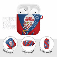 Czech Republic AirPods Case with Blue Red Folk Pattern Design and National Lion Emblem - Wonder Print Shop