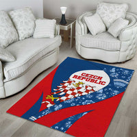 Czech Republic Area Rug with Blue Red Folk Pattern Design and National Lion Emblem - Wonder Print Shop
