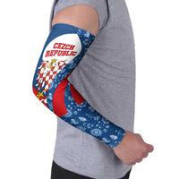 Czech Republic Arm Sleeves with Blue Red Folk Pattern Design and National Lion Emblem - Wonder Print Shop