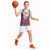Czech Republic Basketball Jersey with Blue Red Folk Pattern Design and National Lion Emblem - Wonder Print Shop