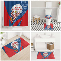 Czech Republic Bathroom Set with Blue Red Folk Pattern Design and National Lion Emblem - Wonder Print Shop