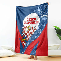 Czech Republic Blanket with Blue Red Folk Pattern Design and National Lion Emblem - Wonder Print Shop