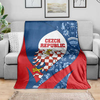 Czech Republic Blanket with Blue Red Folk Pattern Design and National Lion Emblem - Wonder Print Shop