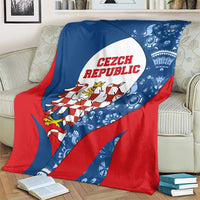 Czech Republic Blanket with Blue Red Folk Pattern Design and National Lion Emblem - Wonder Print Shop