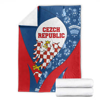 Czech Republic Blanket with Blue Red Folk Pattern Design and National Lion Emblem - Wonder Print Shop