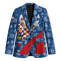 Czech Republic Blazer with Blue Red Folk Pattern Design and National Lion Emblem - Wonder Print Shop