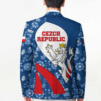Czech Republic Blazer with Blue Red Folk Pattern Design and National Lion Emblem - Wonder Print Shop