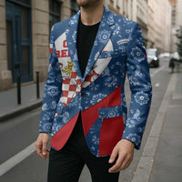 Czech Republic Blazer with Blue Red Folk Pattern Design and National Lion Emblem - Wonder Print Shop