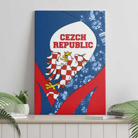 Czech Republic Canvas Wall Art with Blue Red Folk Pattern Design and National Lion Emblem - Wonder Print Shop