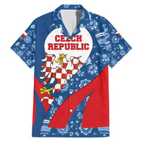 Czech Republic Family Matching Mermaid Dress and Hawaiian Shirt with Blue Red Folk Pattern Design and National Lion Emblem - Wonder Print Shop