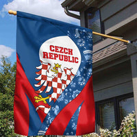 Czech Republic Garden Flag with Blue Red Folk Pattern Design and National Lion Emblem - Wonder Print Shop