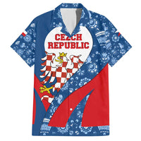 Czech Republic Hawaiian Shirt with Blue Red Folk Pattern Design and National Lion Emblem - Wonder Print Shop