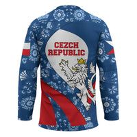 Czech Republic Hockey Jersey with Blue Red Folk Pattern Design and National Lion Emblem - Wonder Print Shop
