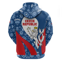 Czech Republic Hoodie with Blue Red Folk Pattern Design and National Lion Emblem - Wonder Print Shop